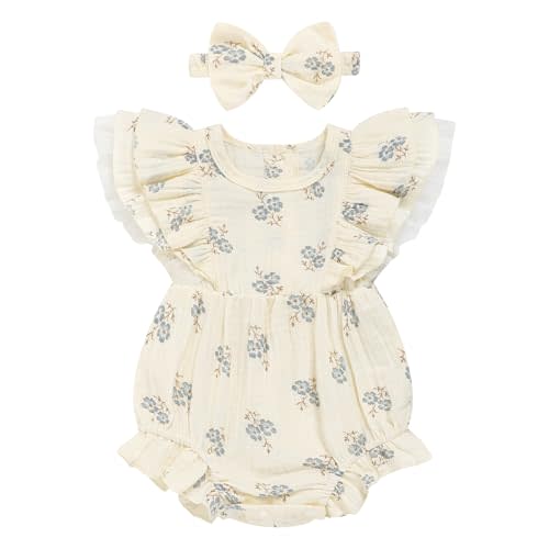 TITKKOP Ruffle Bubble Romper for Baby Girl | One-Piece Shorts Jumpsuit | Summer Outfit & Dress for Infants 0-18M