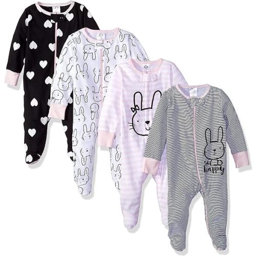 Gerber Baby Girls' 4 Pack Sleep 'N Play Footie