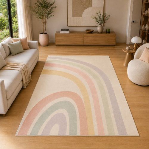 5' x 7' Hummingbird Floral Garden Area Rug for Living Room, Soft Low Pile Indoor Rug with Non-Slip Silicone Backing, Decorative Carpet for Bedroom, Nursery, Playroom, Kids & Pets, Pastel | Wayfair