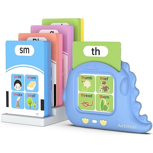 Phonics Talking Flash Cards for Toddlers 3-8, Airbition Learn to Read in 20 Stages, Digraphs CVC Blends Long Vowel Sounds Spelling Reading,Kindergarten First Second Grade Homeschool Educational Study