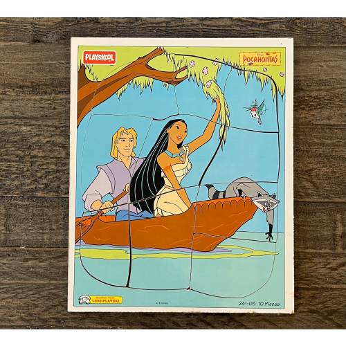 PLAYSKOOL POCAHONTAS PUZZLE…Disney…John Smith and Meeko…Wooden Tray Puzzle…10 Piece Puzzle...#241-05…Vintage #PzBx