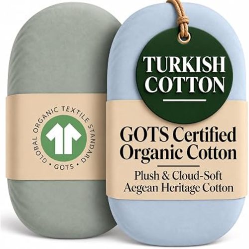 2-Pack GOTS 100% Organic Cotton Bassinet Sheets for Halo BassiNest Swivel Sleeper & 4moms mamaRoo Sleep – Luxury Turkish Cotton Fitted Sheets for Baby Boys & Girls
