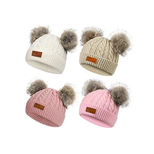 Century Star Baby Girl Hats Winter Cute Baby Beanie for Girls Boys Knit Baby Hats Warm Infant Toddler Beanie Pom Pom Cap