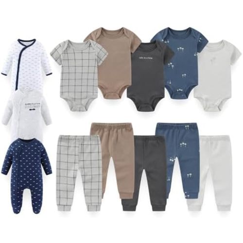 Unisex Baby Layette Set 13 Pack Cotton Boy Girl Pants Bodysuits Rompers Gender Neutral Infant Clothes