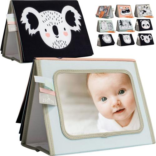 Soft Tummy Time Book w/Large Stimulating Baby Safe Mirror - High Contr – Maisonette