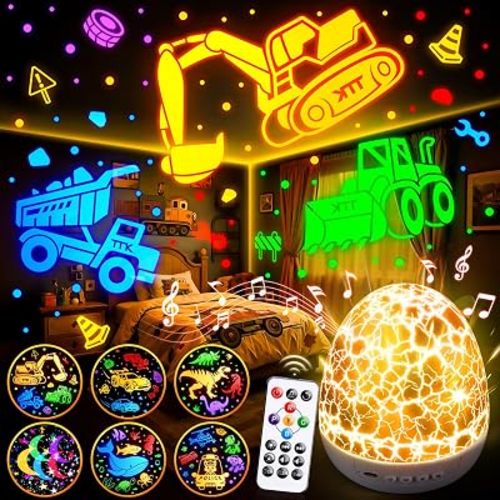 Truck Toy for Boys,6 Films+15 Sounds Construction Excavator Light Projector