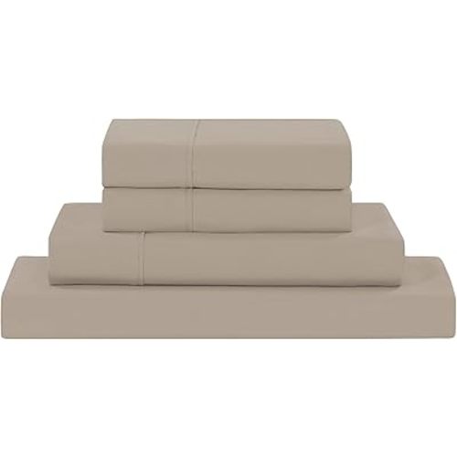 Modern Threads - Sábanas sólidas de microfibra suave, sábanas de microfibra de lujo, incluye sábana encimera, sábana bajera con bolsillos profundos y fundas de almohada, color caqui, tamaño individual