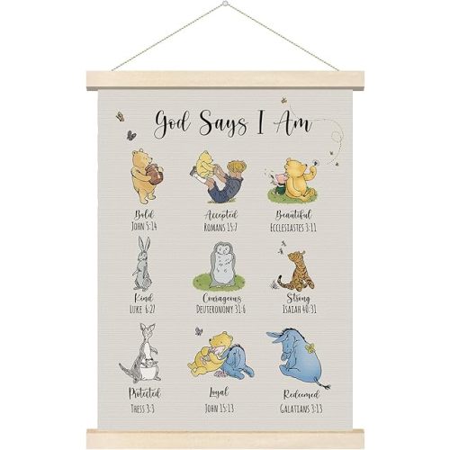 Tillfuru Inspirational Winnie Wall Art Hanger, Biblical Affirmations for Wall Decor, Christian Wall Art Gifts, Classic Winnie Wall Decor, for Nursery Classrooms Bedroom Living Rooms 12x16 Inch