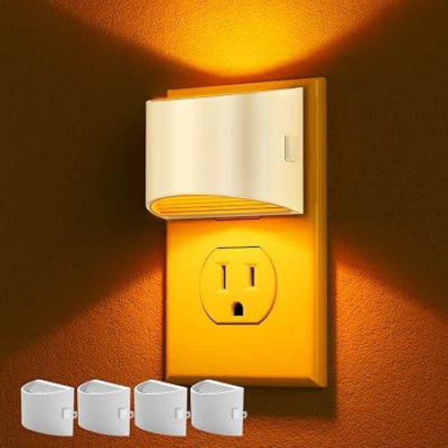 LED Night Light[4 Pack], Night Lights Plug into Wall, 3 Level Brightness Adjustable Plug in Night Light, Dusk to Dawn Sensor Nightlights for Adults,Bedroom,Bathroom,Hallway, Amber