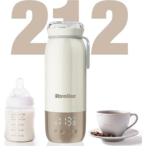 Portable Bottle Warmer for Travel, 18.6 Oz Baby Bottle Warmer, 98-212℉ Adjustable, Bottle Warmer On The Go with 12000mAh Battery, Fast Heating Milk Warmer with Keep Warm & Sterilization