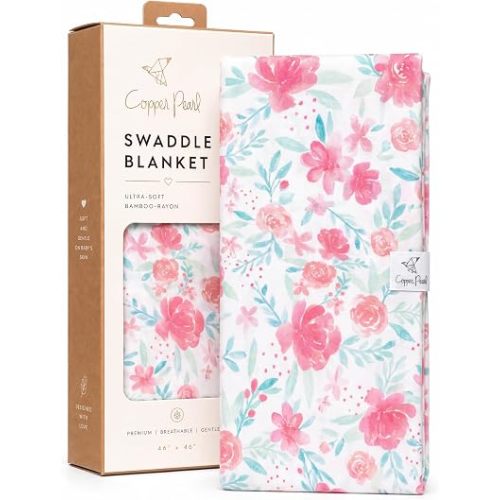 Copper Pearl Swaddle Blankets for Newborns | Soft Stretchy Receiving Blankets for Boys and Girls | Large 46 x 46 Inch Baby Blankets | Lightweight and Breathable Swaddles | June