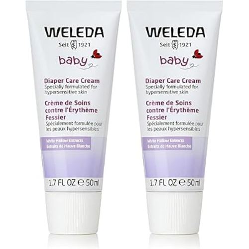 Weleda Baby White Mallow Diaper Care Cream, 1.7 Fluid Ounce, Fragrance Free Plant Rich Protection with White Mallow, Pansy, Sesame and Coconut Oils (Pack of 2)