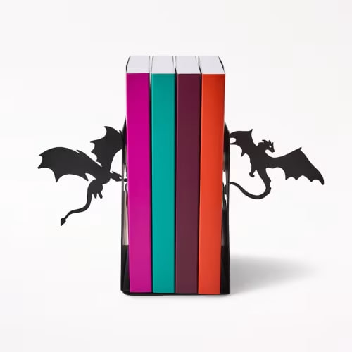 Metal Dragon Bookends, Set of Two