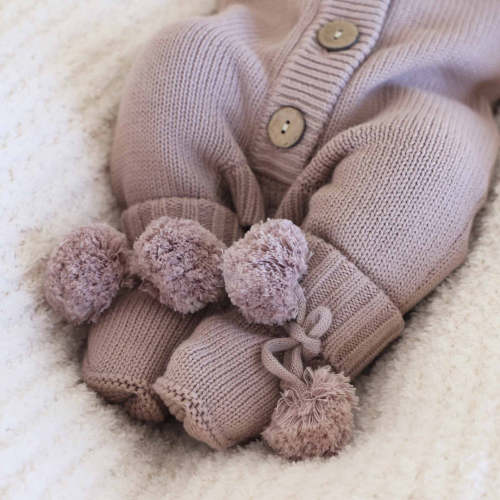 Knit Pom Pom Baby Booties | Iris