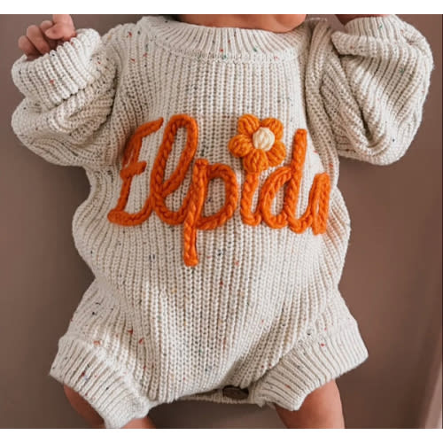 Hand Knitted Personalized Romper