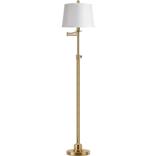 Vintage Floor Lamp for living room, Brushed Antique Brass Farmhouse Standing Lamp with 350° Swivel Swing Arm, 56.6''-66'' Mid Century Modern Height Adjustable Tall Lamp for Bedroom (LED Bulb Included)