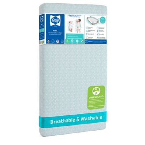 Sealy Baby Airie Breathable 2-Stage 5.75" Standard Crib and Toddler Mattress