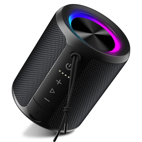 Portable Bluetooth Speaker, IPX7 Waterproof Wireless Speaker with 20W Loud Stereo Sound, 15H Playtime & Beat-Synced RGB Light, Small Outdoor Speaker for Shower, Pool, Beach, Hiking and Gifts