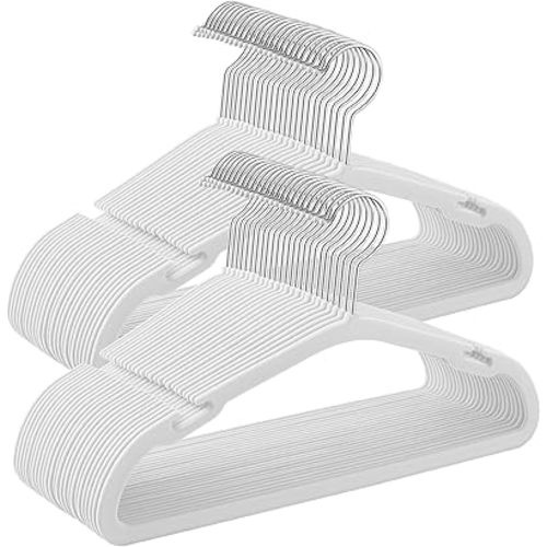 SONGMICS Baby Hangers 50 Pack, 11 x 6.9 Inches, Non-Slip Velvet Kids Hangers for Closet, Space-Saving, Wide Shoulder Notches, Cloud White UCRF037W01