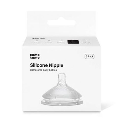 Comotomo Silicone Replacement Bottle Nipples Gen 2 - Level 3 - Fast Flow - 2pk