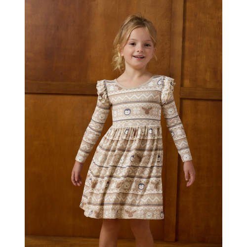 Frosty Fair Isle Flutter Skater Dress | Little Sleepies
