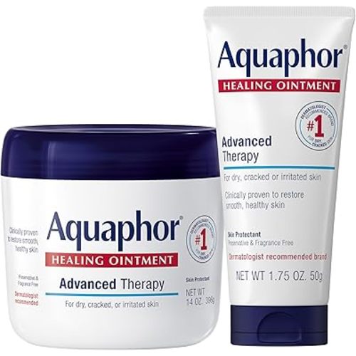 Aquaphor Healing Ointment Advanced Therapy Skin Protectant Skin Care Set, Body Moisturizer for Dry Skin, Minor Cuts and Burns, Dry Cuticles, Cracked Heels, Hands and Lips, 14 Oz Jar + 1.75 Oz Tube