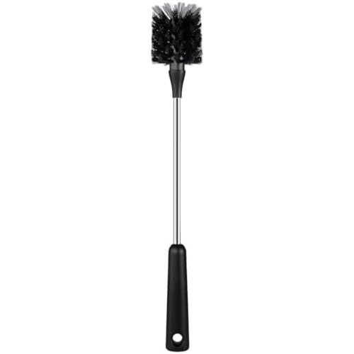 Water Bottle Brush, 15 Inches Long Stainless Steel Handle Bottle Brush Cleaner, Bottle Scrubber, Kitchen Scrub Cleaning Brushes for Cup, Wine Glasses, Coffee Mugs, Tumblers, Wine Decanters, Black