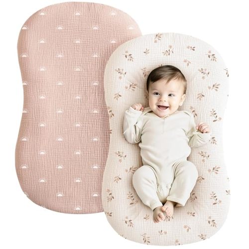 Konssy 2 Pack Muslin Baby Lounger Covers, Covers Only, 30.7" x 20"
