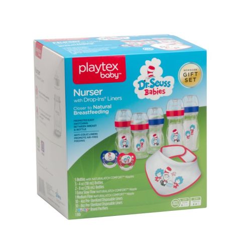 Playtex Dr. Seuss Baby Shower Gift Set – Anti-Colic Nurser Bottles, Pacifiers, Bib & Liners - Target Only