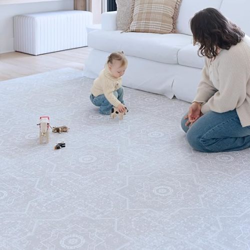 Little Landings Baby Play Mat for Floor - Aura Oat (6x8ft) - Premium EVA Foam Play Mat for Babies & Toddlers (Ages 0-5+) Non-Toxic Playmat for Tummy Time, Crawling & Playroom - Stylish & Comfortable