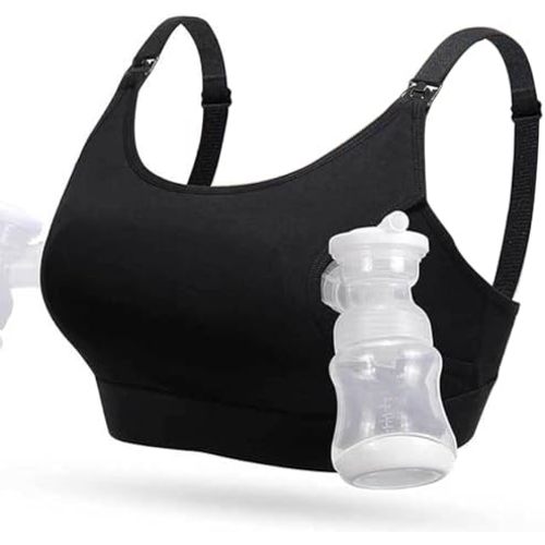 Hands Free Pumping Bra, Nursing Bras for Breastfeeding, Adjustable Breast-Pumps Holding and Nursing Pregnancy Bra in One for Women