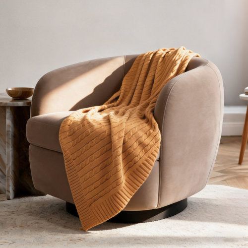 Cotton Cable Knit Throw Blanket