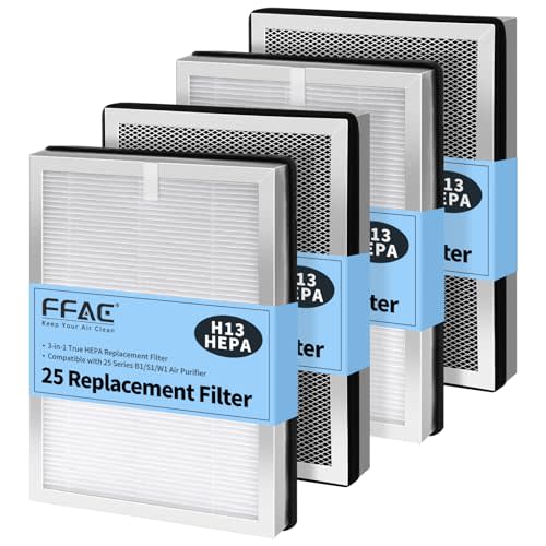 MA-25 Replacement Filter Compatible with MA-25 Air Purifier S1/W1/B1 | 3-in-1 Filtration System of MA25, H13 True HEPA and Activated Carbon Filter, 4 Pack