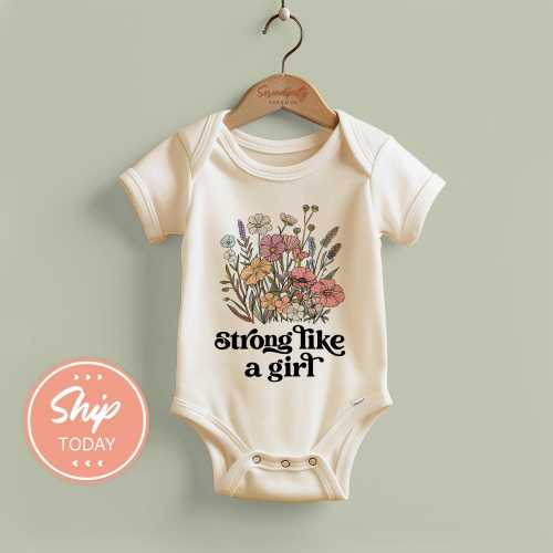 Strong Like A Girl Onesies® Brand, Feminist Baby Bodysuit, Women's Rights Baby Clothes, Girl Power Baby Gift, (KA-WOM60)