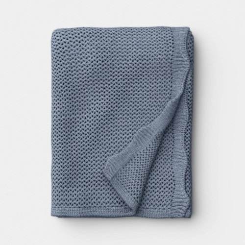 Knit Throw with Scalloped Edge Chicory Blue - Threshold™