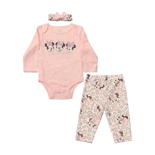 Magic Threadz Disney Clothes Baby Girls Bodysuit, Pants & Headband Set – Minnie Mouse, Bambi, Marie & Tinkerbell (0–9M)