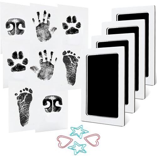 4-Pack Baby Inkless Hand and Footprint Kit Paw Nose Print Kit for Dogs Cats Pets Clean Touch Ink Pad for Baby Pets Newborn Keepsake Mess-Free Ink Pad