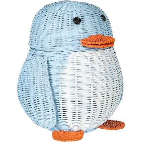 KOUBOO Wicker Penguin, Multi-Color Storage Basket Blue and White