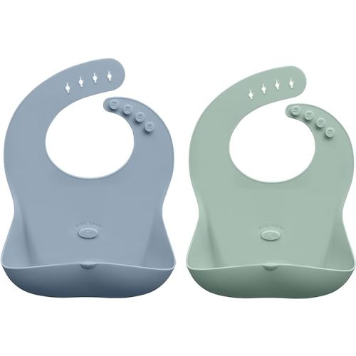 Abiie Ruby Wrapp Silicone Bibs for Babies with Front Pocket - Waterproof Bib - Stain Resistant - Silicone Toddler Bibs