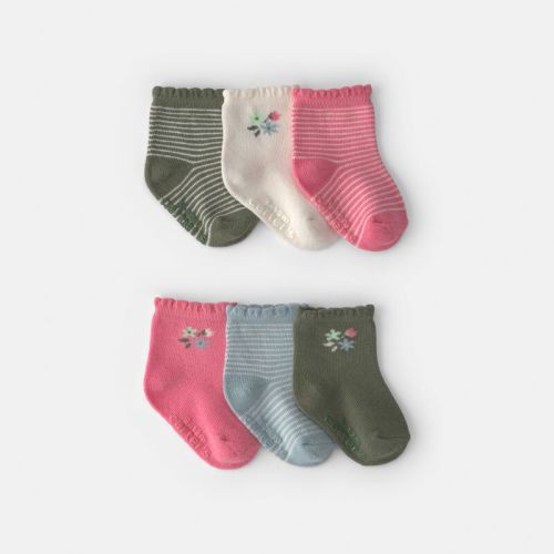 Baby Girl 6-Pack Floral Scalloped Crew Socks | Carter’s Oshkosh Canada