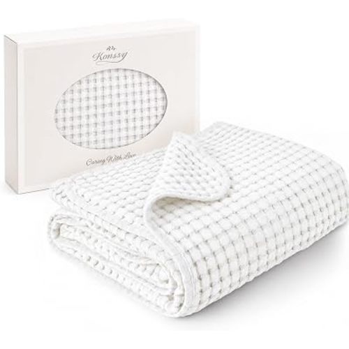 Konssy Waffle Baby Blanket for Boys & Girls, Soft Newborn Swaddle Blanket
