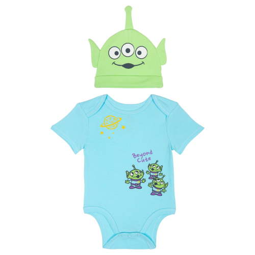 Disney Toy Story Baby Boys' 2-Piece Cosplay Bodysuit and Hat Set Blue Green Alien