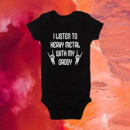I Listen to Heavy Metal With My Daddy Heavy Metal Baby Bodysuit Baby Shower Gift