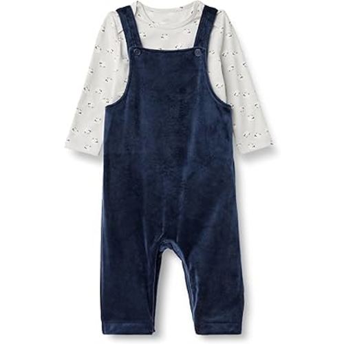 Amazon Essentials x Sofia Grainge Unisex Babies' Velour Overall and Long Sleeve Bodysuit Set, Pack of 2