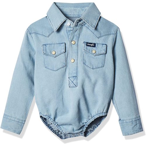 Wrangler Baby Boys' Western Long Sleeve Denim Bodysuit