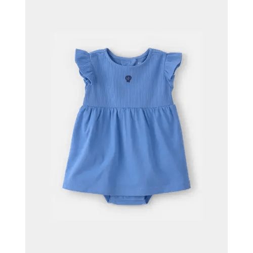 Baby Girl Seashell Short-Sleeve Bodysuit Dress - Blue | Carter's - 3M
