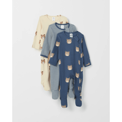 Baby Organic Cotton 3 Pack Zip Coverall