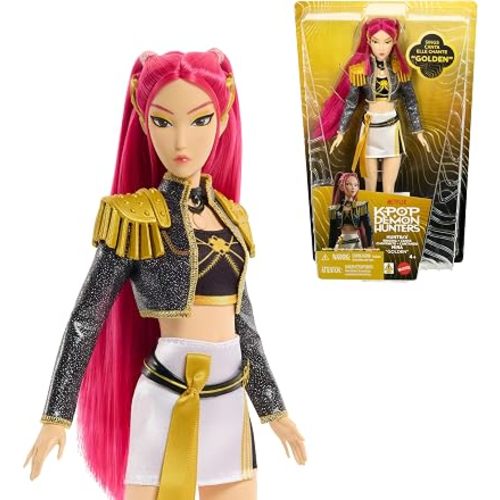 Mattel Kpop Demon Hunters HUNTR/X Mira “Golden” Singing Doll in Removable Signature Outfit & 5 Posable Joints, Inspired by the Movie