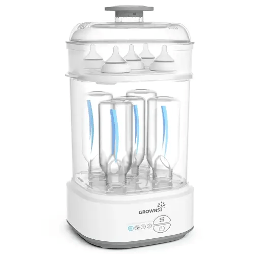 GROWNSY Bottle Sterilizer and Dryer, Compact Electric Steam Baby Bottle Sterilizer (Esterilizador de Biberones), Bottle Sanitizer for Baby Bottles, Pacifiers, Pump Parts