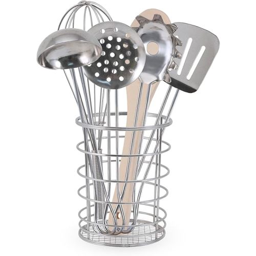 Melissa & Doug Stir & Serve Cooking Utensils (7 pcs) - Stainless Steel & Wooden Play Kitchen Accessories, Preschool Learning Toys for Girls & Boys 3+